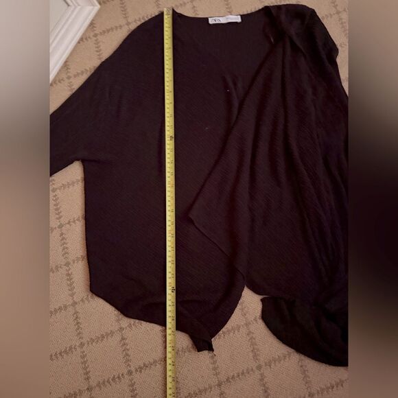 Zara Fine Knit Shawl Scarf sweater Brown M NWOT - Picture 2 of 13